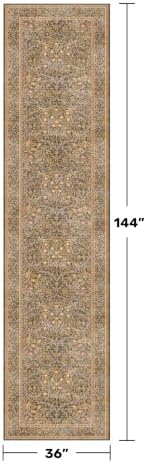 3x12 Extra Long Runner Rugs for Hallways, Vintage Washable Kitchen Floor Mats Non Slip, Floral Entryway Rug Indoor, Low Pile & Soft Stain Resistant Carpet - Oriental Home Décor