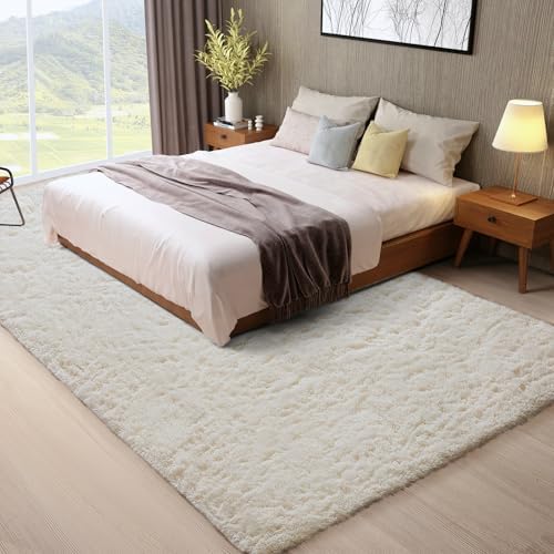 Ophanie 7x9 Area Rugs,Upgrade Non-Slip Fluffy Soft Rugs for Living Room,Large Shag Ivory Fuzzy Plush Rug,Ivory Shaggy Big Carpets for Bedroom,Kids Boys Girls Dorm Decor with Over 99 pcs Pile fibers