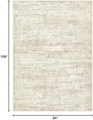 UERMEI 7x9 Area Rug Living Room Rugs - Washable Neutral Modern Abstract Soft Thin Rug Indoor Floor No Slip Rug Carpet for Bedroom Under Dining Table Home Office Decor - Beige/Brown