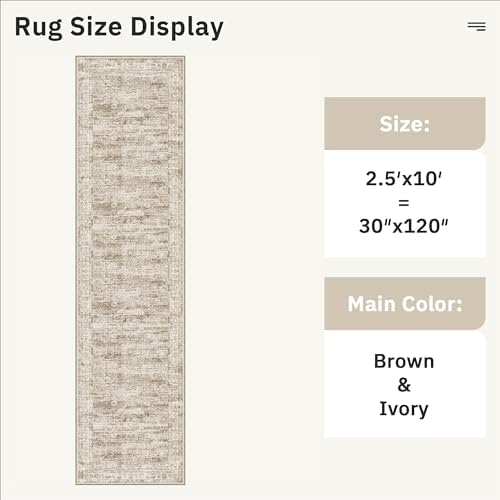Soalmost Hallway Runner Rug 2'6"x10' Non-Slip Runners for Kitchen Brown