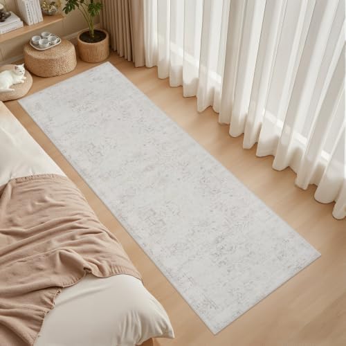 2x8 Hallway Washable Runner Rug: Kitchen Carpet Neutral Cream