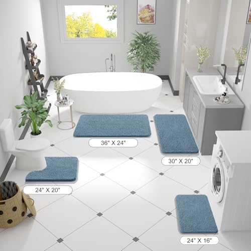 OLANLY Bathroom Runner Rugs 47x24, Extra Soft Absorbent Chenille Bath Rugs