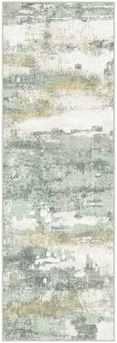 BEIMO 2x8 Green Abstract Runner Rug, Washable Non-Slip for Hallway