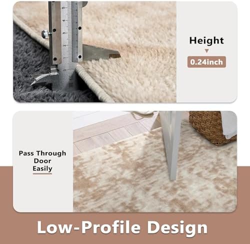 5x7 Tie-dye Light Tan Area Rug Non-Slip Washable for Living Room Bedroom