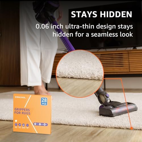 ZONGOOL 28PCS Rug Tape Non Slip Rug Pad Grippers Double Sided Carpet Tape