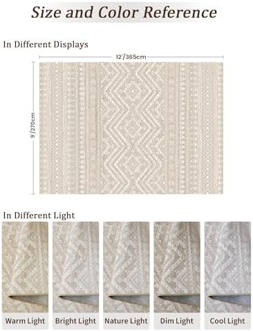 Miukiki 9x12 Area Rug for Living Room, Washable Non Slip Moroccan Rug Brown