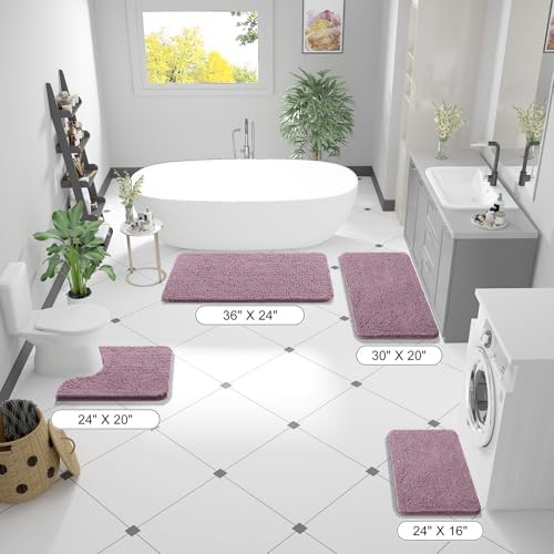 OLANLY Bathroom Runner Rugs 70x24, Extra Soft Absorbent Chenille Bath Rugs
