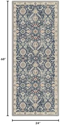 Bavni 2X5 Washable Hallway Runner Rug, Boho Floral Non Slip