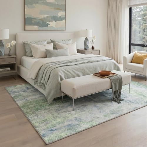 BEIMO 8x10 Area Rugs for Bedroom, Light Green Washable Abstract Rug