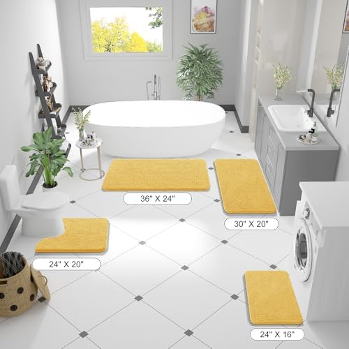 OLANLY Bathroom Runner Rugs 44x24, Extra Soft Absorbent Chenille Bath Rugs