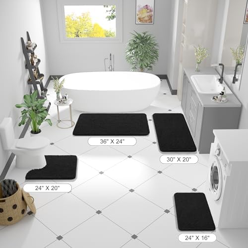 OLANLY Bathroom Runner Rugs 45x27, Extra Soft Absorbent Chenille Bath Rugs