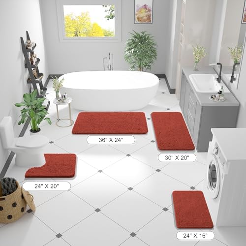 OLANLY Bathroom Rugs 36x24, Extra Soft Absorbent Chenille Bath Rugs
