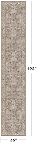 Boho Moss 3x16 Extra Long Runner Rug for Hallway, Washable Non Slip Kitchen Floor Rugs, Hall Way, Ultra Soft Stain Resistant Low Pile Vintage Floral Carpet