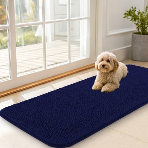 OLANLY Dog Door Mat for Muddy Paws 47x20, Super Absorbent Chenille Mud Mat