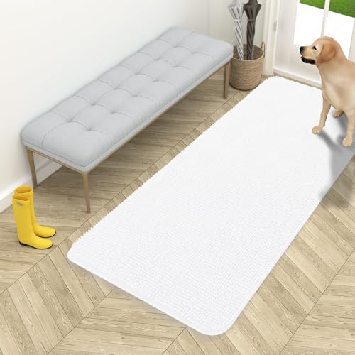 OLANLY Dog Door Mat for Muddy Paws 54x24, Super Absorbent Chenille Mud Mat