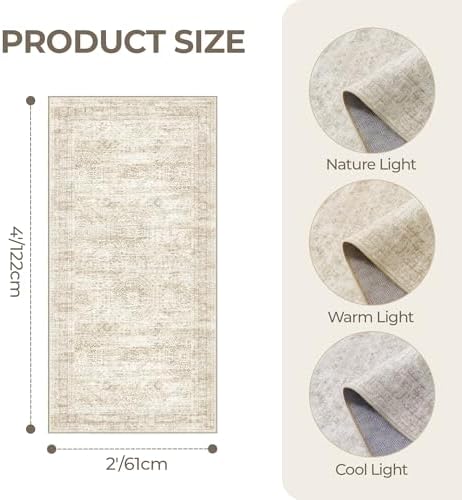 2x4 Rug Runners for Hallways Non Slip,Beige