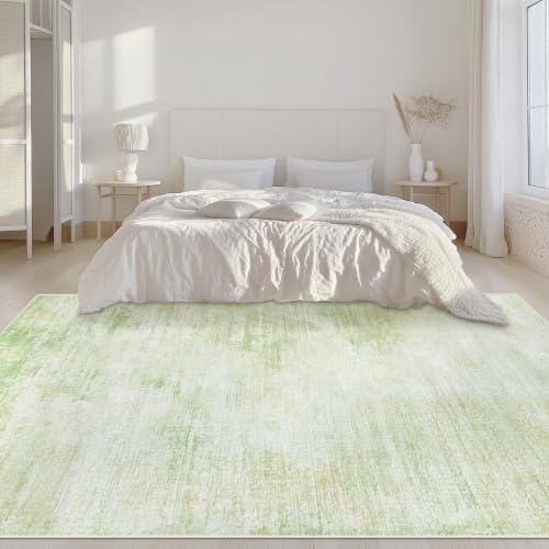 Area Rugs 5x7 Living Room: Washable Rug Modern Abstract Rugs Soft Non Slip Neutral Rug Stain Resistant Indoor Carpet for Bedroom Kitchen Dining Room Nursery Home Office Rugs(Green,5'x7')