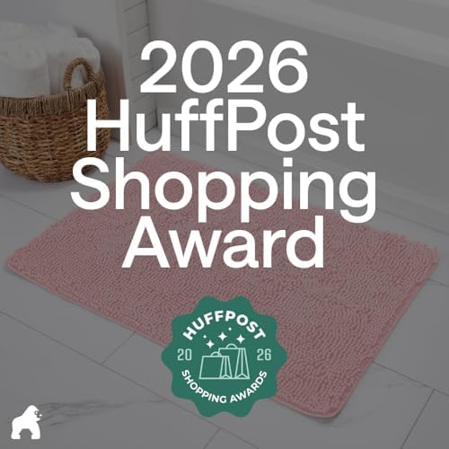 GORILLA GRIP Bath Rug Mat for Bathroom, Absorbent Chenille 60x24 Light Pink