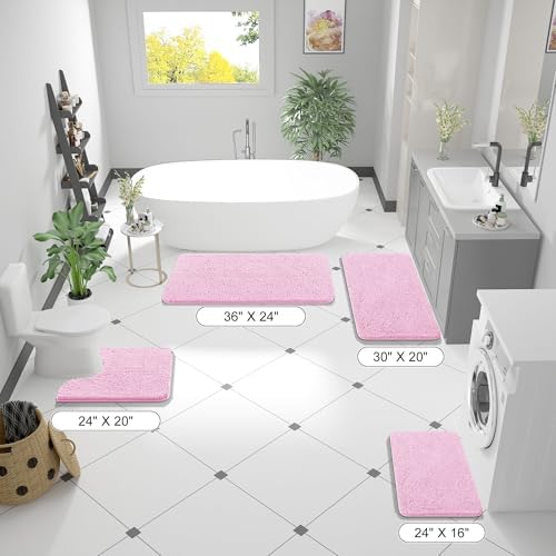 OLANLY Bathroom Runner Rugs 47x20, Extra Soft Absorbent Chenille Bath Rugs
