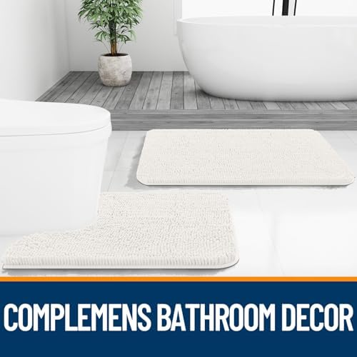 OLANLY Bathroom Runner Rugs 47x17, Extra Soft Absorbent Chenille Bath Rugs