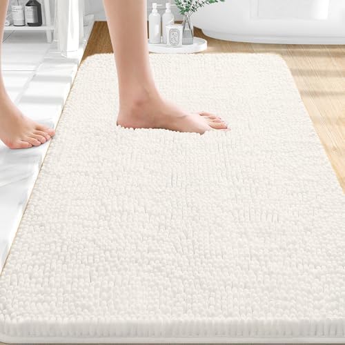OLANLY Small Bathroom Rugs 30x18, Extra Soft Absorbent Chenille Bath Rugs