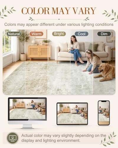 OLANLY 8x10 Washable Area Rug, Soft Non Slip Carpet for Bedroom Living Room