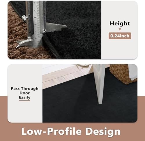 2x6 Pure Black Runner Rug Non-Slip Washable for Hallway Kitchen Bedroom