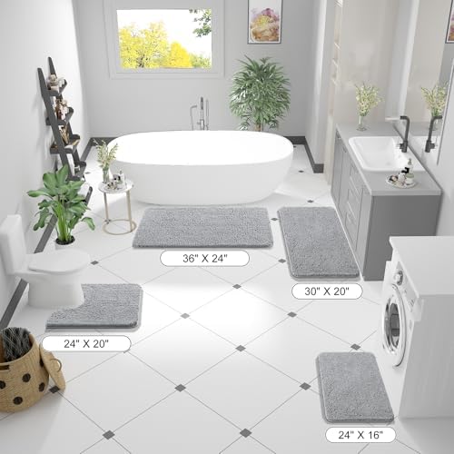 OLANLY Large Bathroom Rugs 44x32, Extra Soft Absorbent Chenille Bath Rugs