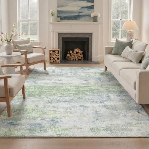 BEIMO 8x10 Area Rugs for Bedroom, Light Green Washable Abstract Rug