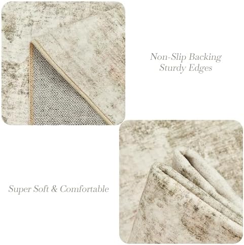 Soalmost 10x14 Area Rugs for Living Room Washable Rug Abstract Beige/Gray