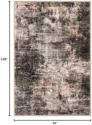 IOHOUZE Abstract Area Rugs 8x10 Ft Washable Large Rugs for Living Room, Non Slip Dining Room Rug, Printed Faux Wool Rugs for Bedroom, Floor Carpet for Office Nursery Playroom, Brown/Rust