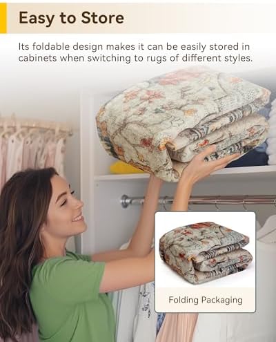 RELEANY Washable Area Rug, Small 2'x4', Beige/Blue/Orange