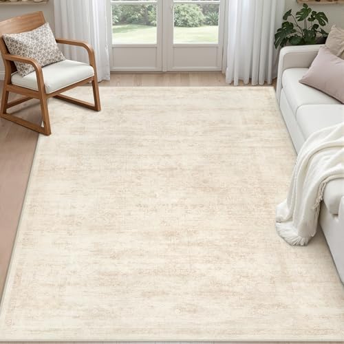 5x8 Area Rugs Living Room: Bedroom Washable Carpet Retro Beige