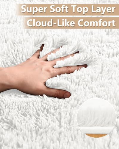 Smiry Area Rugs for Living Room Bedroom 2x6 ft, Fluffy Washable Carpet