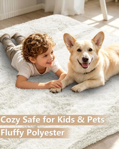 Smiry Area Rugs for Living Room Bedroom 8x10 ft, Fluffy Washable Carpet