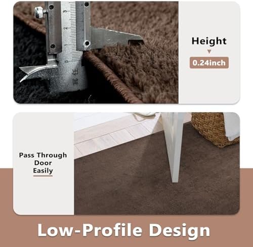 5x7 Pure Brown Area Rug Non-Slip Washable Soft Thin for Living Room Bedroom