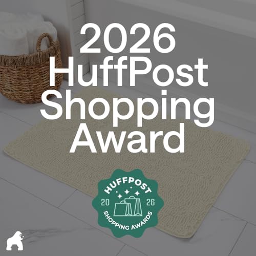 GORILLA GRIP Bath Rug Mat for Bathroom, Thick Chenille, 48x24 Ivory Cream