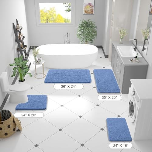 OLANLY Bathroom Runner Rugs 47x17, Extra Soft Absorbent Chenille Bath Rugs