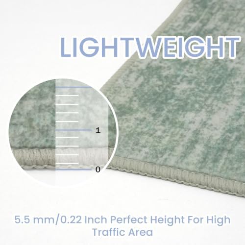 IOHOUZE Abstract Area Rug 3x5 Ft Washable Rugs for Entryway Indoor, Non Slip Kitchen Rug Printed Faux Wool Throw Rugs, Indoor Door Mat for Door Entrance Foyer Living Room, Sage Green