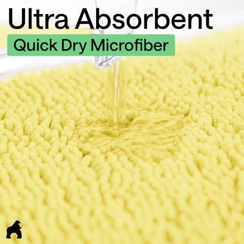 GORILLA GRIP Chenille Bath Rug Mat for Oval Toilet Base, 24x19 Yellow