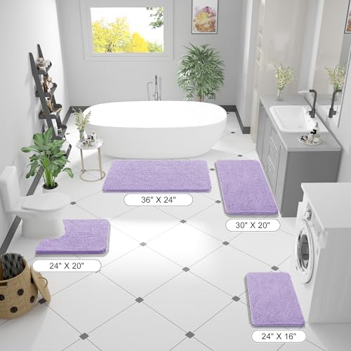 OLANLY Large Bathroom Rugs 59x35, Extra Soft Absorbent Chenille Bath Rugs