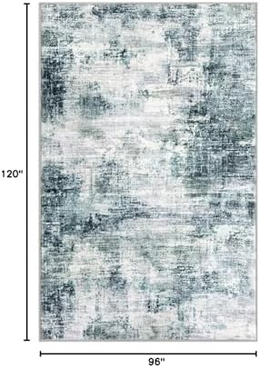 IOHOUZE Abstract Area Rugs 8x10 Ft Washable Large Rugs for Living Room, Non Slip Dining Room Rug, Printed Faux Wool Rug for Bedroom, Floor Carpet for Office Nursery Playroom, Sage Grey