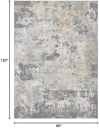 UERMEI 8x10 Area Rug Living Room Rugs - Washable Neutral Modern Abstract Soft Thin Large Rug Indoor Floor No Slip Rug Carpet for Bedroom Under Dining Table Home Office Decor - Blue Grey