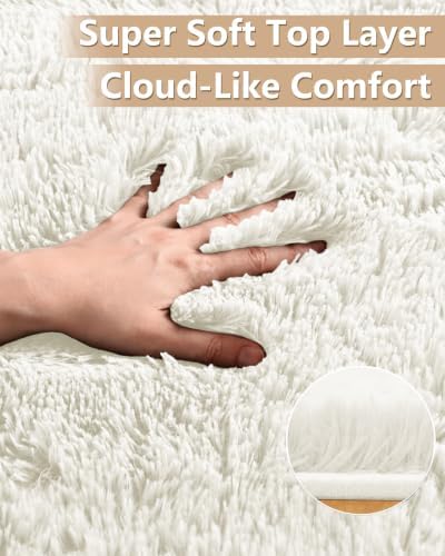 Smiry Round Area Rugs for Living Room Bedroom 5x5 ft, Fluffy Carpet