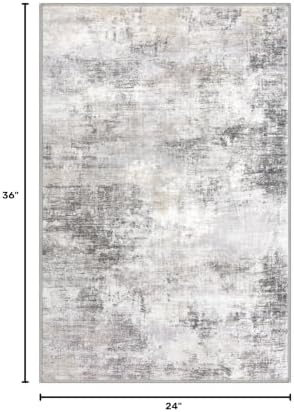 IOHOUZE Small Abstract Area Rug Sets 2x3 and 3x5 Ft Door Mat Indoor Set, Washable Rugs for Entryway Sets, Non Slip Throw Rug Set, Printed Faux Wool Floor Carpet for Foyer Entrance Kitchen, Grey Beige