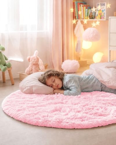 Smiry Round Area Rugs for Living Room Bedroom 2x2 ft, Fluffy Carpet