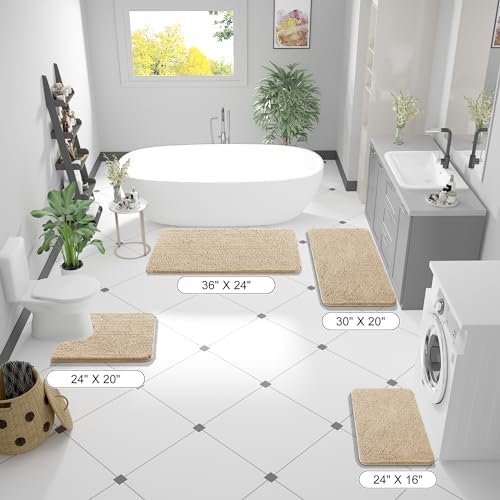 OLANLY Bathroom Runner Rugs 47x20, Extra Soft Absorbent Chenille Bath Rugs