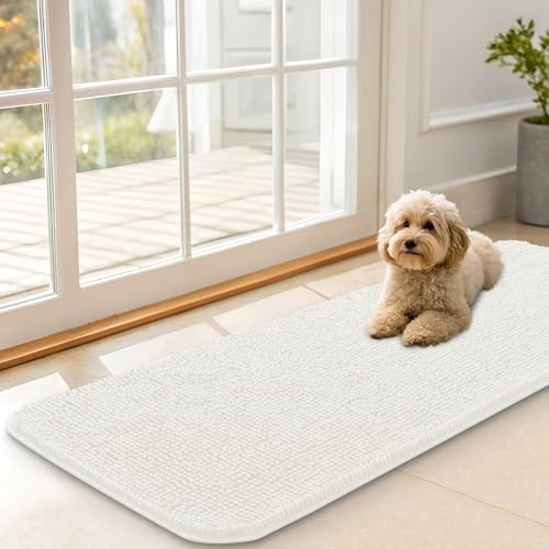 OLANLY Dog Door Mat for Muddy Paws 47x17, Super Absorbent Chenille Mud Mat