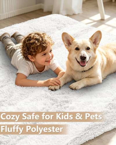 Smiry Area Rugs for Living Room Bedroom 4x5.9 ft, Fluffy Washable Carpet