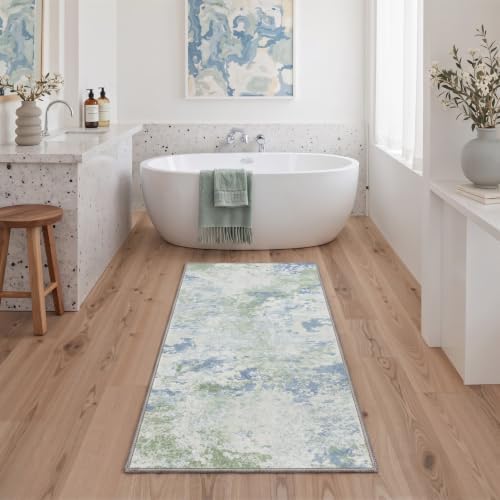 BEIMO 8x10 Area Rug for Bedroom, Green Ivory Washable Abstract Rug